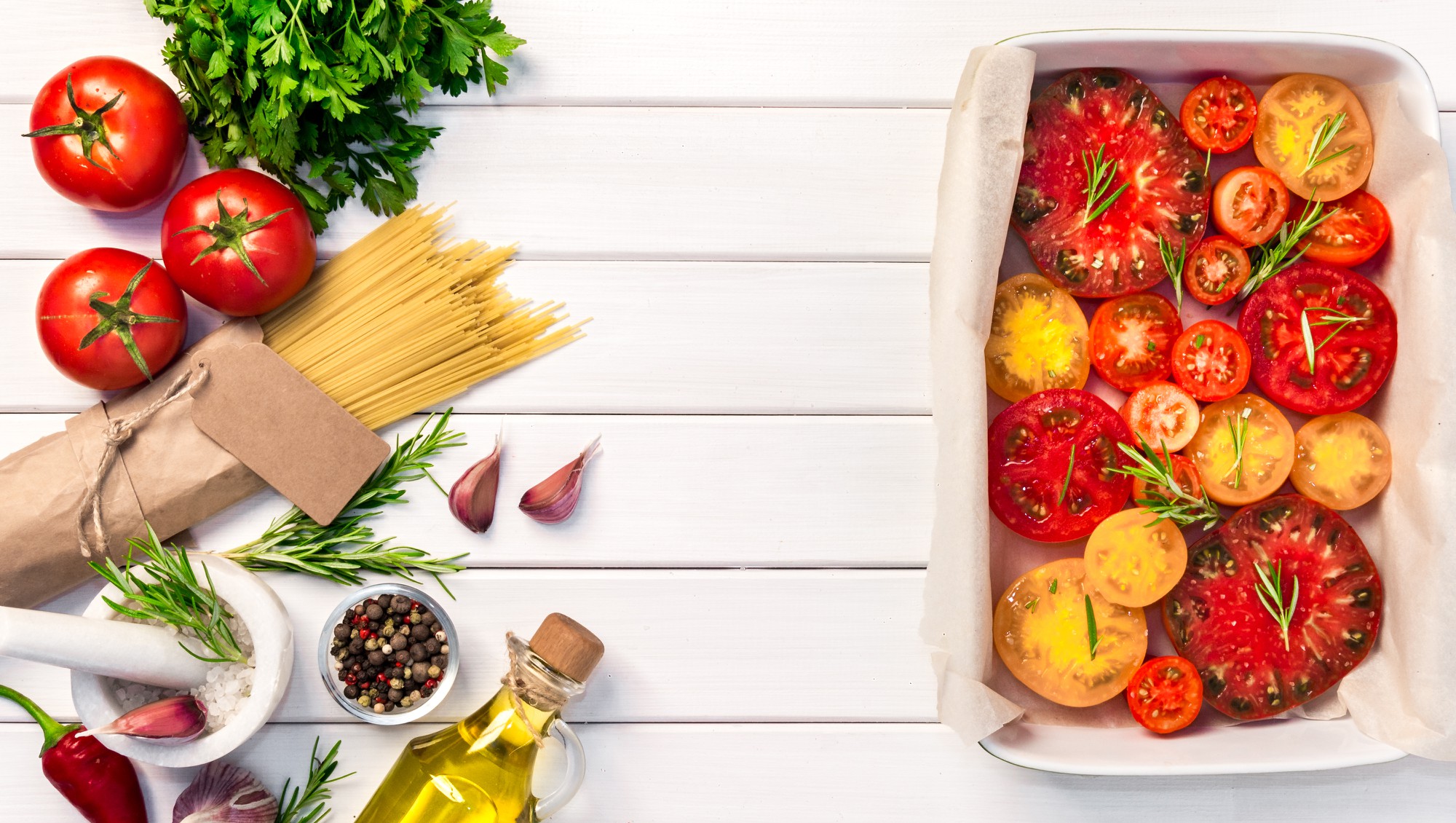 delivery box opened with fresh ingredients